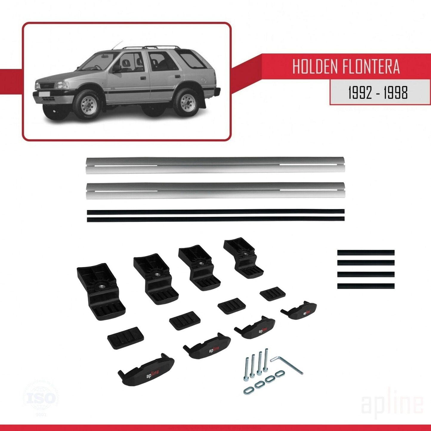 Compatibile con Holden Frontera 1992-1998 modello BASIC Barre portatutto per auto Portapacchi in alluminio grigio 2 barre