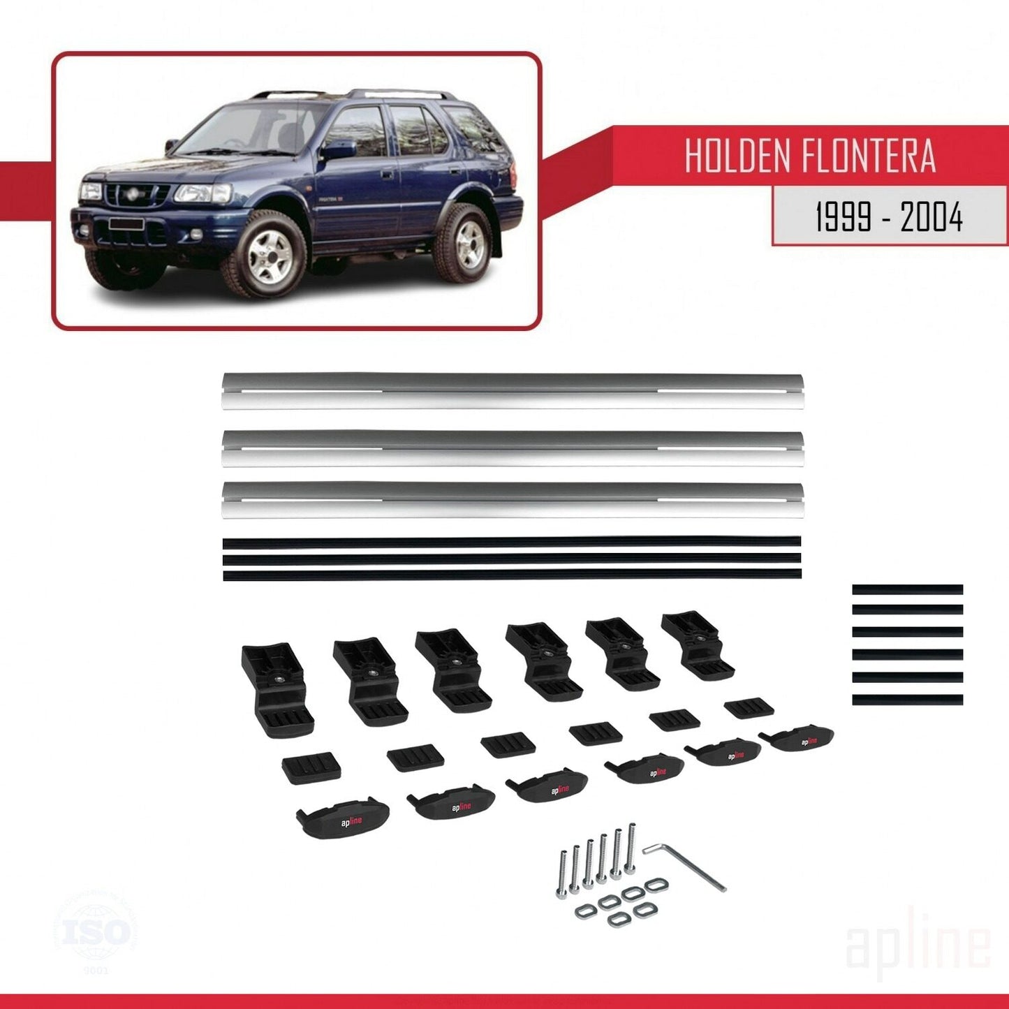 Compatibile con Holden Frontera 2 1999-2004 modello BASIC Barre portatutto per auto Portapacchi in alluminio grigio 3 barre