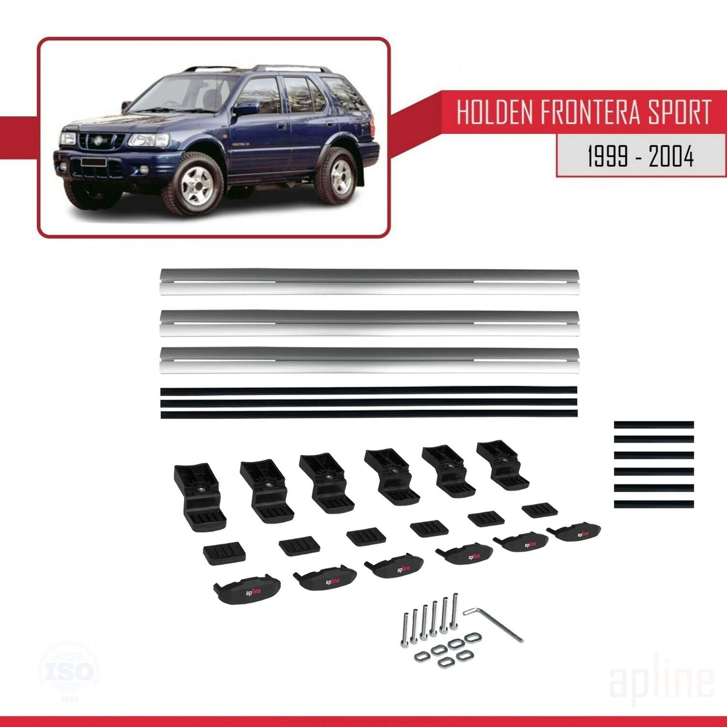 Compatible with Holden Frontera Sport 2 1999-2004 BASIC Model Car Roof Rack Cross Bar Grey Aluminium 3 Bars