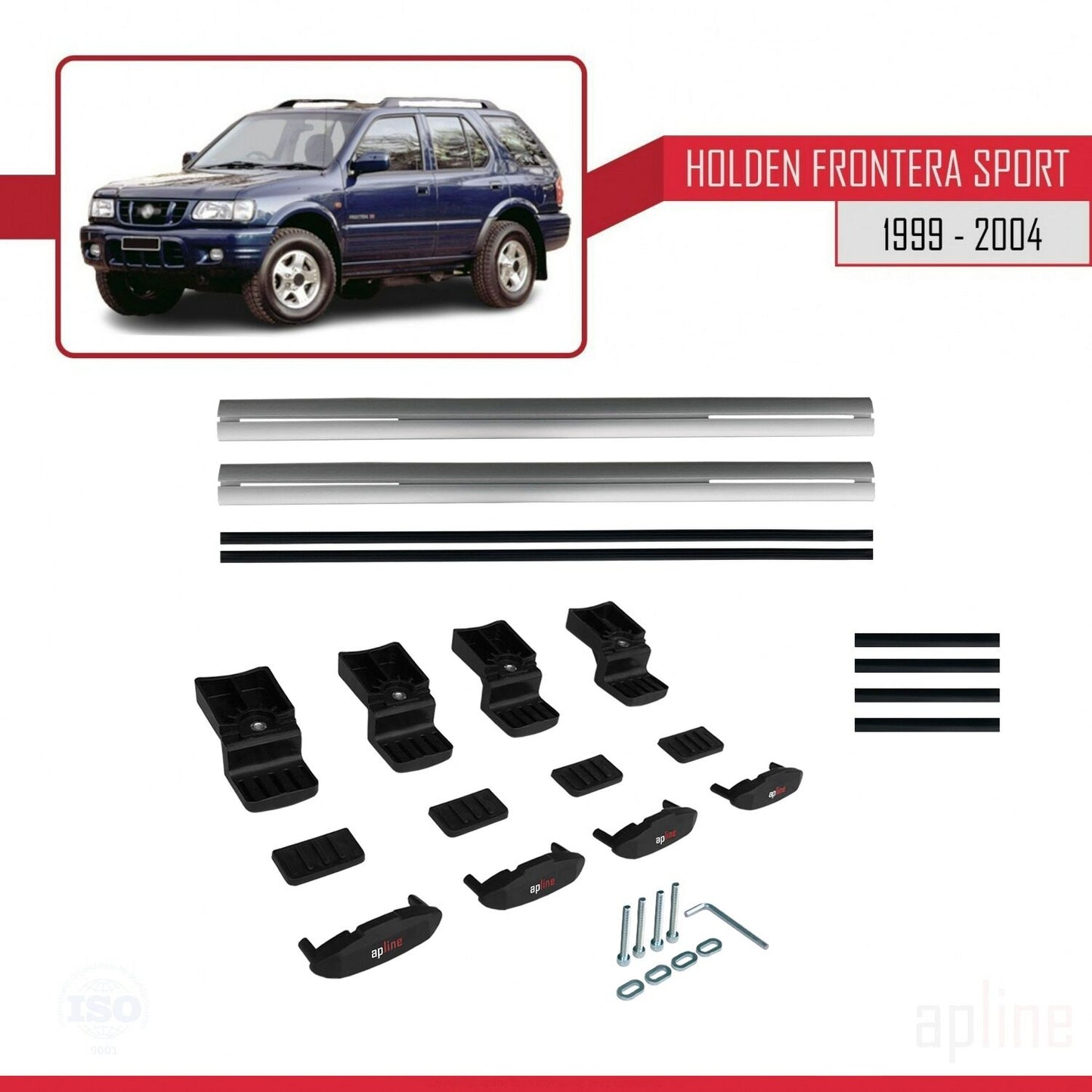 Compatibile con Holden Frontera Sport 2 1999-2004 modello BASIC Barre portatutto per auto Portapacchi in alluminio grigio 2 barre