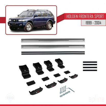 Compatibile con Holden Frontera Sport 2 1999-2004 modello BASIC Barre portatutto per auto Portapacchi in alluminio grigio 2 barre