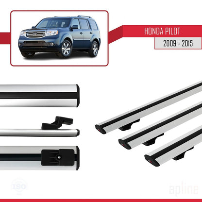 Compatibile con Honda Pilot 2 2009-2015 modello BASIC Barre portatutto per auto Portapacchi in alluminio grigio 3 barre