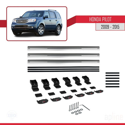 Compatibile con Honda Pilot 2 2009-2015 modello BASIC Barre portatutto per auto Portapacchi in alluminio grigio 3 barre