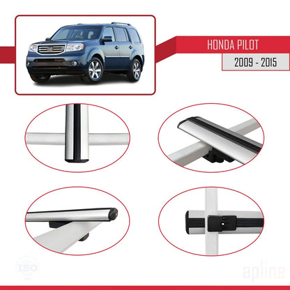 Compatibile con Honda Pilot 2 2009-2015 modello BASIC Barre portatutto per auto Portapacchi in alluminio grigio 2 barre