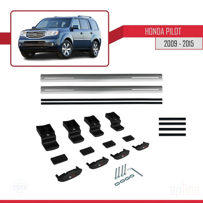 Compatibile con Honda Pilot 2 2009-2015 modello BASIC Barre portatutto per auto Portapacchi in alluminio grigio 2 barre