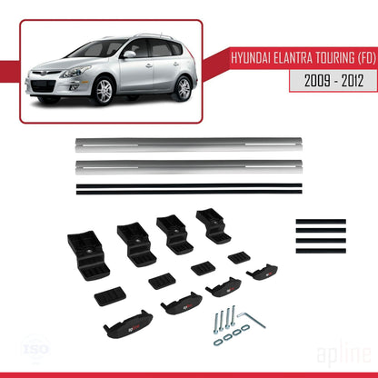 Compatibile con Hyundai Elantra Touring (FD) modello BASIC 2009-2012 Barre portatutto per auto Portapacchi in alluminio grigio 2 barre