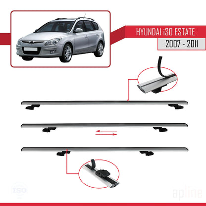 Compatibile con Hyundai i30 (FD) Station Wagon 2007-2011 modello BASIC Barre portatutto per auto Portapacchi in alluminio grigio 2 barre