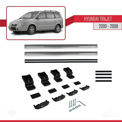 Compatibile con Hyundai Trajet 2000-2008 modello BASIC Barre portatutto per auto Portapacchi in alluminio grigio 2 barre