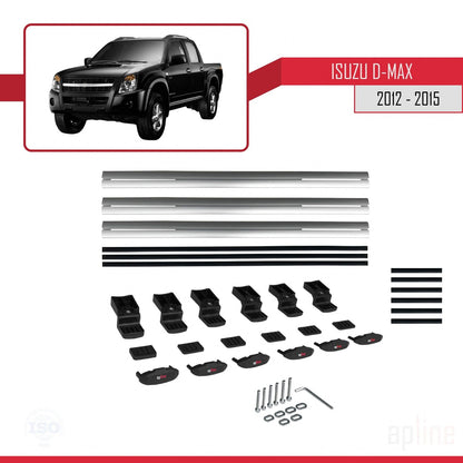 Compatible avec Isuzu D-Max 2 (RT50) Pre-Facelift 2012-2015 BASIC Model Barres de Toit Railing Porte-Bagages de Voiture Gris Aluminium 3 Barres
