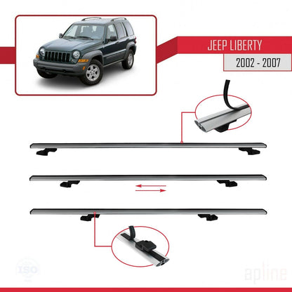 Compatible avec Jeep Liberty 2002-2007 BASIC Model Barres de Toit Railing Porte-Bagages de Voiture Gris Aluminium 2 Barres