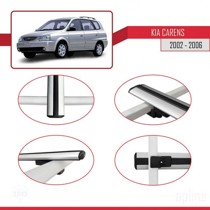 Compatible avec Kia Carens Post-Facelift 2002-2006 BASIC Model Barres de Toit Railing Porte-Bagages de Voiture Gris Aluminium 2 Barres