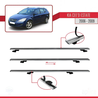 Compatible avec Kia Ceed (ED) Break Pre-Facelift 2006-2009 BASIC Model Barres de Toit Railing Porte-Bagages de Voiture Gris Aluminium 2 Barres