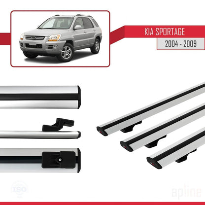 Compatibile con Kia Sportage 2 (JE) 2004-2009 BASIC Model Barre Tetto Portapacchi Auto Barre Portatutto Grigo Alluminio 3 Barre