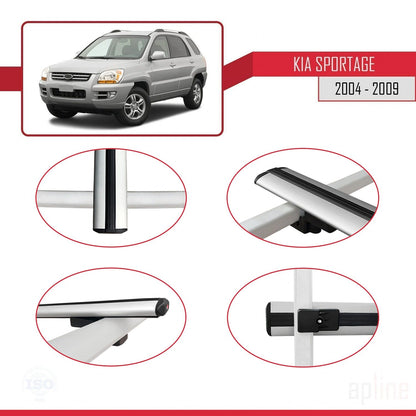 Compatibile con Kia Sportage 2 (JE) 2004-2009 BASIC Model Barre Tetto Portapacchi Auto Barre Portatutto Grigo Alluminio 3 Barre