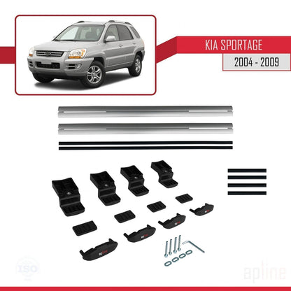 Compatibile con Kia Sportage 2 (JE) 2004-2009 BASIC Model Barre Tetto Portapacchi Auto Barre Portatutto Grigo Alluminio 2 Barre