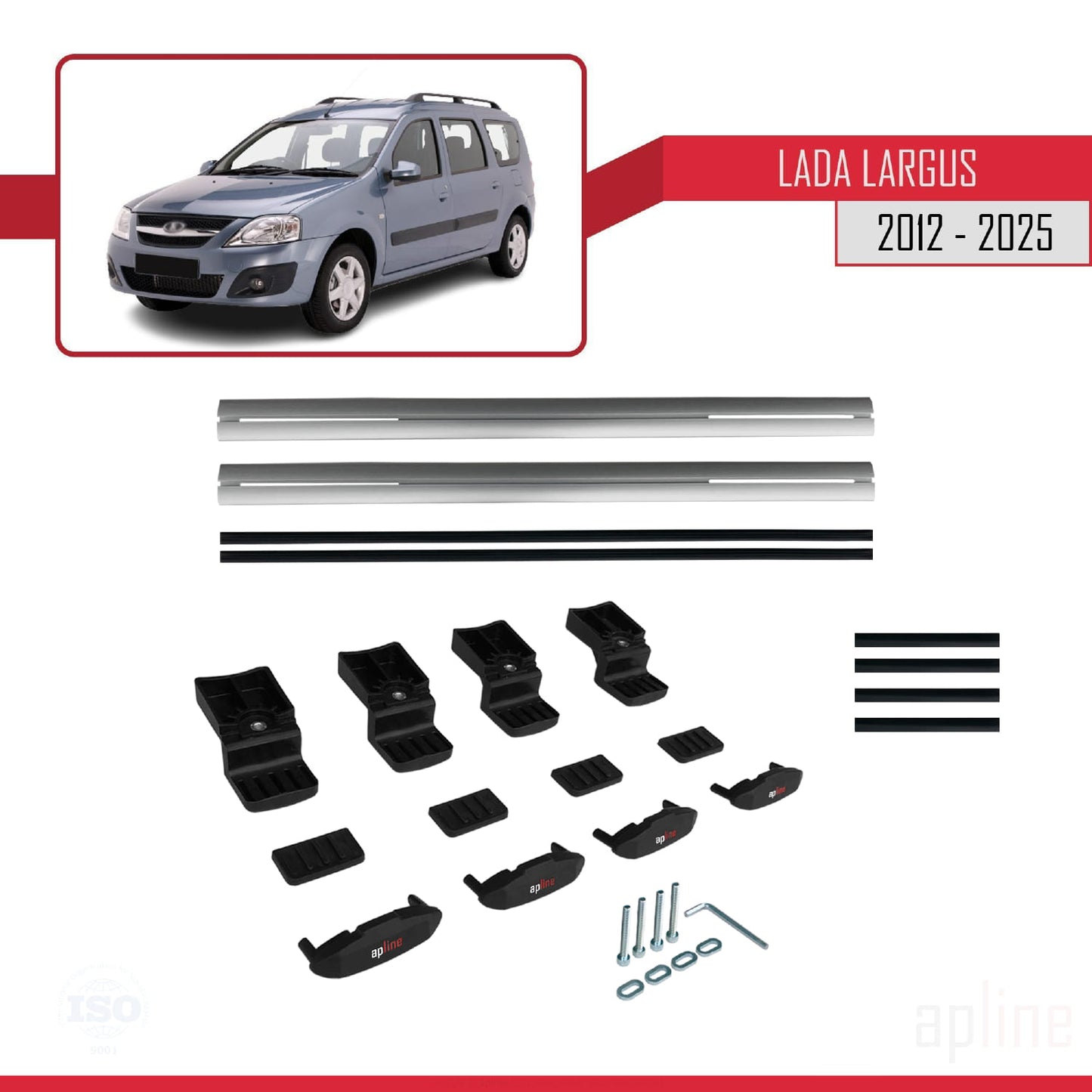Compatible avec Lada Largus 2012-2025 BASIC Model Barres de Toit Railing Porte-Bagages de Voiture Gris Aluminium 2 Barres