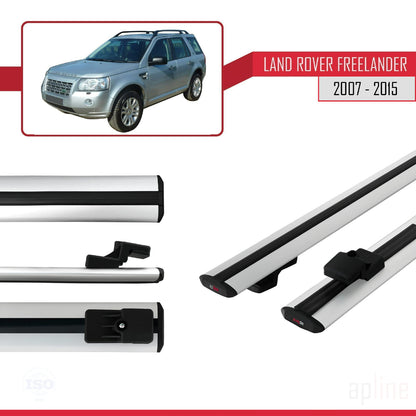 Compatible avec Land Rover Freelander 2 (L359) 2007-2015 BASIC Model Barres de Toit Railing Porte-Bagages de Voiture Gris Aluminium 2 Barres