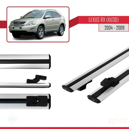 Compatible avec Lexus RX 2 (XU30) 2004-2009 BASIC Model Barres de Toit Railing Porte-Bagages de Voiture Gris Aluminium 2 Barres