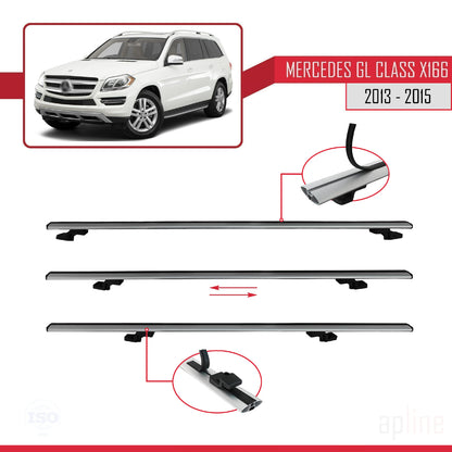 Compatible avec Mercedes Classe GL 2 (X166) Pre-Facelift 2013-2015 BASIC Model Barres de Toit Railing Porte-Bagages de Voiture Gris Aluminium 3 Barres