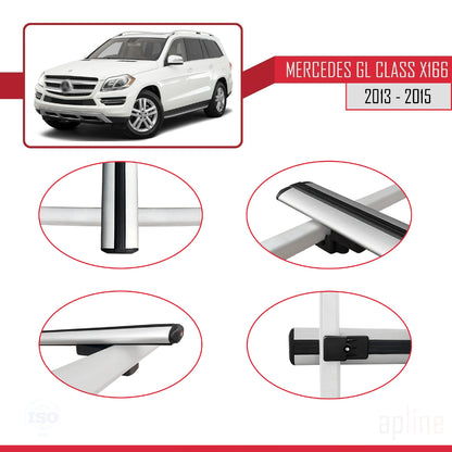 Compatible avec Mercedes Classe GL 2 (X166) Pre-Facelift 2013-2015 BASIC Model Barres de Toit Railing Porte-Bagages de Voiture Gris Aluminium 2 Barres