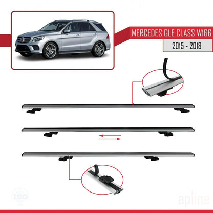 Compatible avec Mercedes Classe GLE 3 (W166) 2015-2018 BASIC Model Barres de Toit Railing Porte-Bagages de Voiture Gris Aluminium 3 Barres