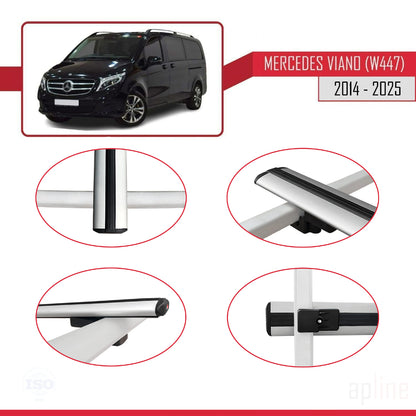 Compatible avec Mercedes Viano 3 (W447) 2014-2025 BASIC Model Barres de Toit Railing Porte-Bagages de Voiture Gris Aluminium 3 Barres