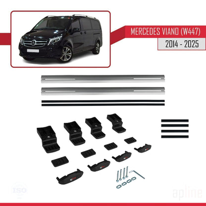 Compatible avec Mercedes Viano 3 (W447) 2014-2025 BASIC Model Barres de Toit Railing Porte-Bagages de Voiture Gris Aluminium 2 Barres