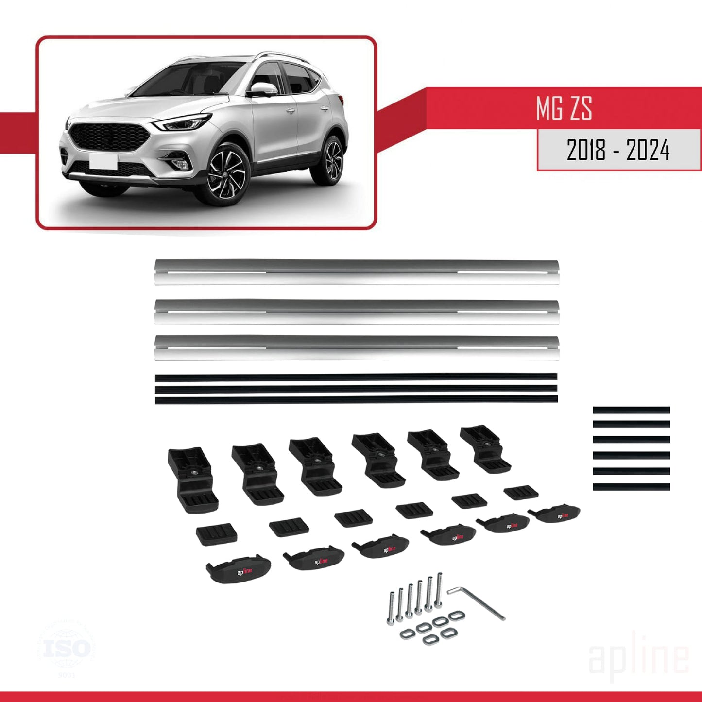Compatible avec MG ZS 2018-2024 BASIC Model Barres de Toit Railing Porte-Bagages de Voiture Gris Aluminium 3 Barres