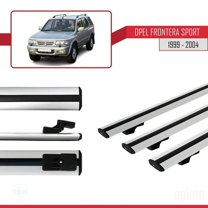 Compatible avec Opel Frontera Sport 2 1999-2004 BASIC Model Barres de Toit Railing Porte-Bagages de Voiture Gris Aluminium 3 Barres