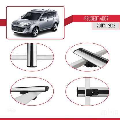 Compatibile con Peugeot 4007 2007-2012 BASIC Model Barre Tetto Portapacchi Auto Barre Portatutto Grigo Alluminio 3 Barre