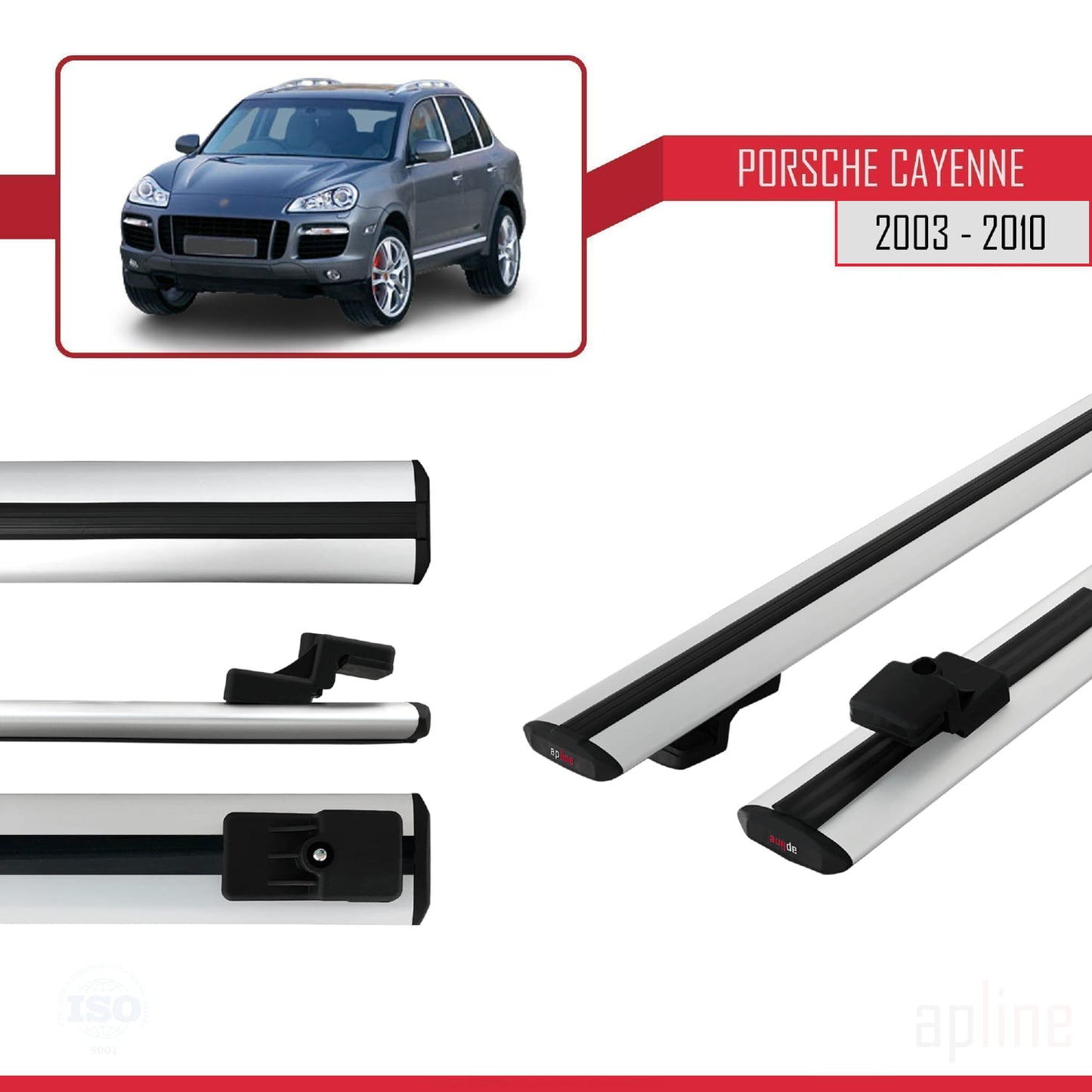 Compatible avec Porsche Cayenne (9PA) 2003-2010 BASIC Model Barres de Toit Railing Porte-Bagages de Voiture Gris Aluminium 2 Barres