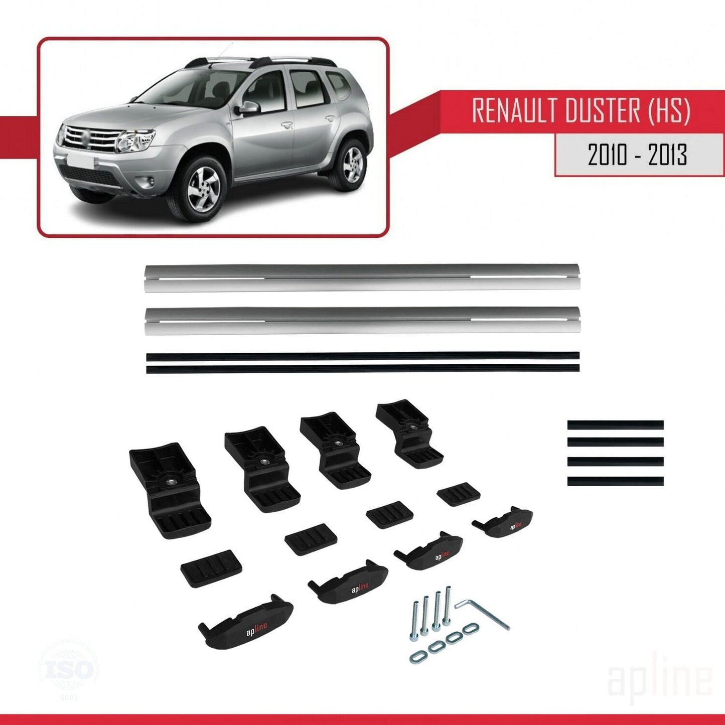 Compatible avec Renault Duster (HS) Pre-Facelift 2010-2013 BASIC Model Barres de Toit Railing Porte-Bagages de Voiture Gris Aluminium 2 Barres