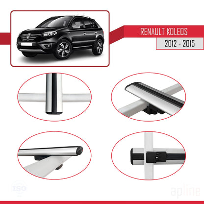 Compatible avec Renault Koleos (HY) Post-Facelift 2012-2015 BASIC Model Barres de Toit Railing Porte-Bagages de Voiture Gris Aluminium 3 Barres