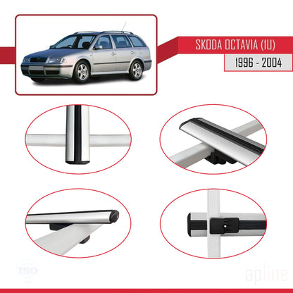 Compatibile con Skoda Octavia (1U) 1996-2004 BASIC Model Barre Tetto Portapacchi Auto Barre Portatutto Grigo Alluminio 3 Barre