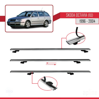 Compatibile con Skoda Octavia (1U) 1996-2004 BASIC Model Barre Tetto Portapacchi Auto Barre Portatutto Grigo Alluminio 3 Barre