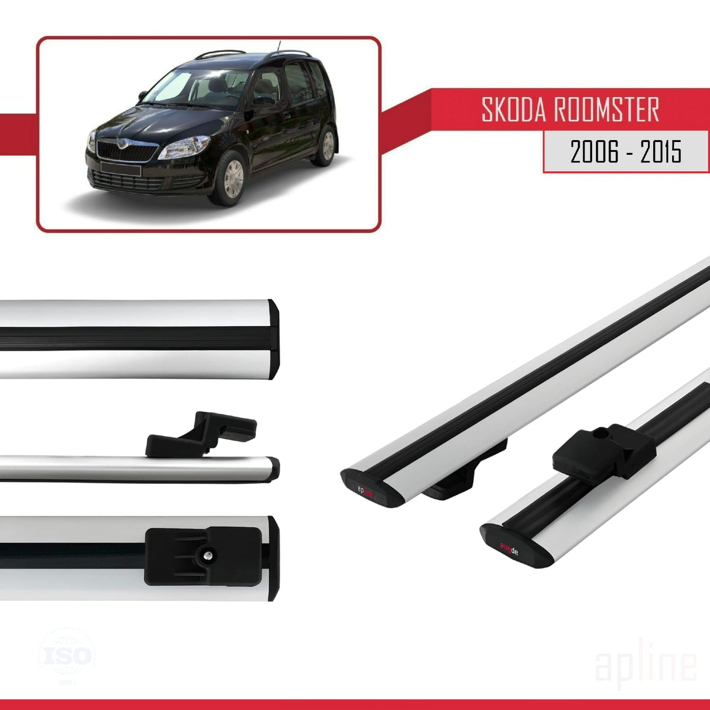Compatible avec Skoda Roomster 2006-2015 BASIC Model Barres de Toit Railing Porte-Bagages de Voiture Gris Aluminium 2 Barres