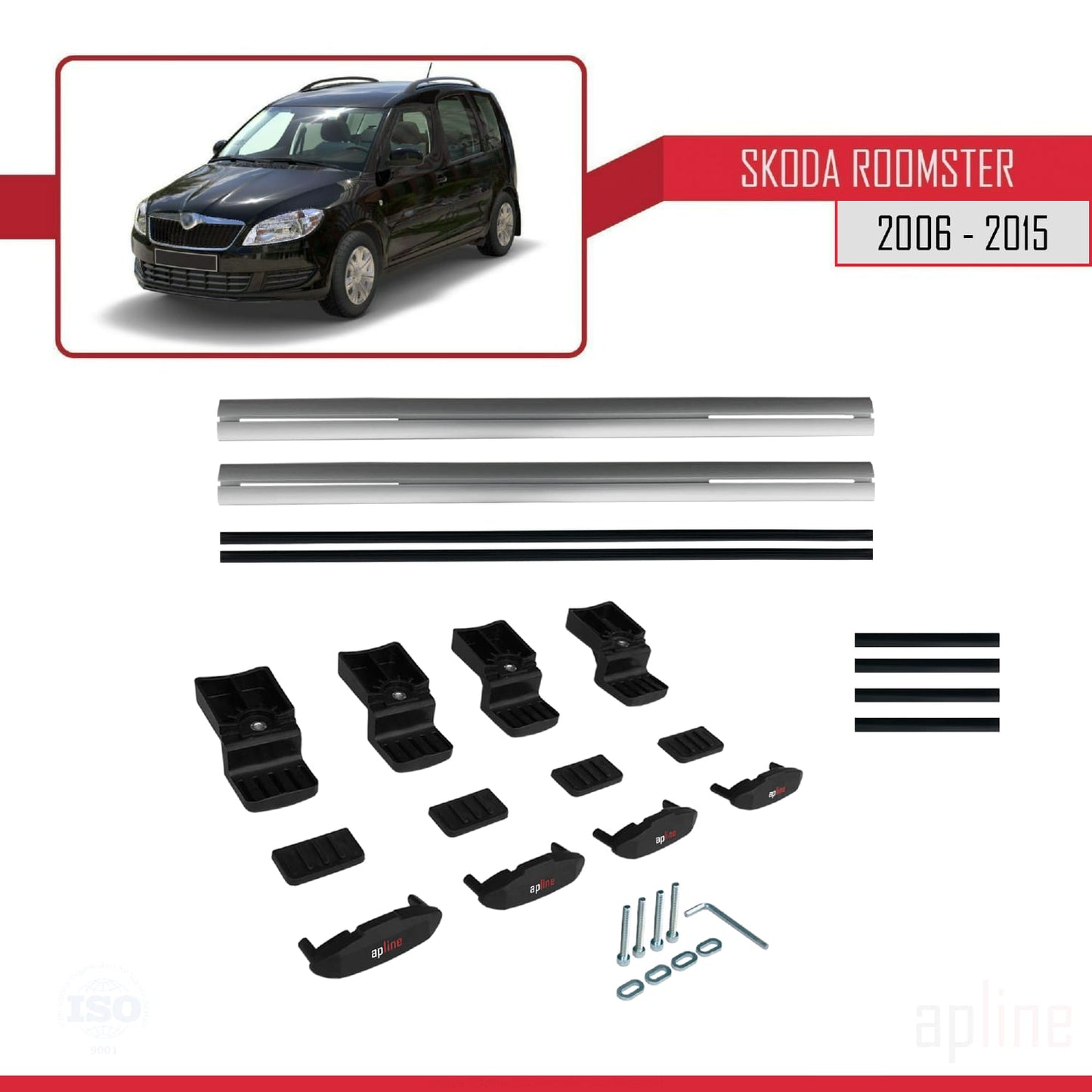 Compatible avec Skoda Roomster 2006-2015 BASIC Model Barres de Toit Railing Porte-Bagages de Voiture Gris Aluminium 2 Barres