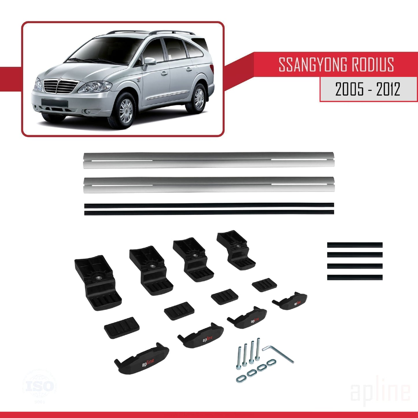 Compatible avec Ssangyong Rodius 2005-2012 BASIC Model Barres de Toit Railing Porte-Bagages de Voiture Gris Aluminium 2 Barres