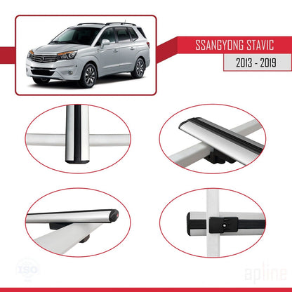 Compatibile con Ssangyong Stavic 2 2013-2019 BASIC Model Barre Tetto Portapacchi Auto Barre Portatutto Grigo Alluminio 2 Barre