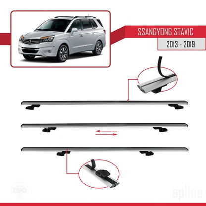 Compatibile con Ssangyong Stavic 2 2013-2019 BASIC Model Barre Tetto Portapacchi Auto Barre Portatutto Grigo Alluminio 2 Barre