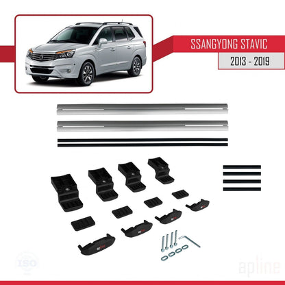 Compatibile con Ssangyong Stavic 2 2013-2019 BASIC Model Barre Tetto Portapacchi Auto Barre Portatutto Grigo Alluminio 2 Barre