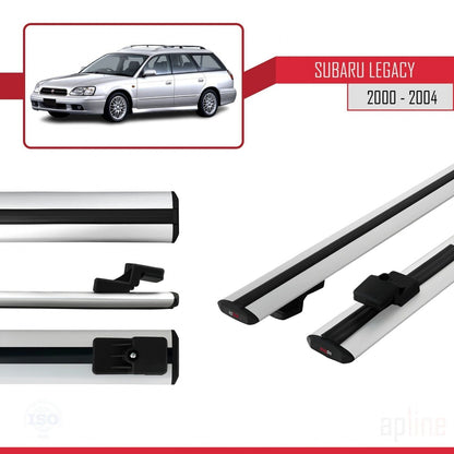 Compatible avec Subaru Legacy 3 (BE) 2000-2004 BASIC Model Barres de Toit Railing Porte-Bagages de Voiture Gris Aluminium 2 Barres