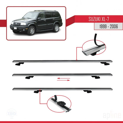Compatible avec Suzuki XL-7 1998-2006 BASIC Model Barres de Toit Railing Porte-Bagages de Voiture Gris Aluminium 3 Barres
