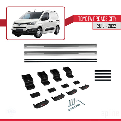 Compatible avec Toyota Proace City 2019-2022 BASIC Model Barres de Toit Railing Porte-Bagages de Voiture Gris Aluminium 2 Barres