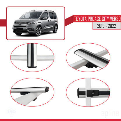 Compatible avec Toyota Proace City Verso 2019-2022 BASIC Model Barres de Toit Railing Porte-Bagages de Voiture Gris Aluminium 2 Barres