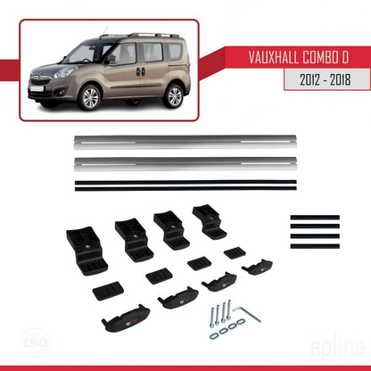 Compatible avec Vauxhall Combo D 2012-2018 BASIC Model Barres de Toit Railing Porte-Bagages de Voiture Gris Aluminium 2 Barres