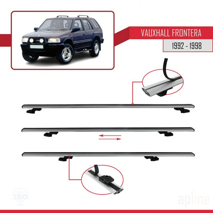 Compatible avec Vauxhall Frontera 1992-1998 BASIC Model Barres de Toit Railing Porte-Bagages de Voiture Gris Aluminium 3 Barres