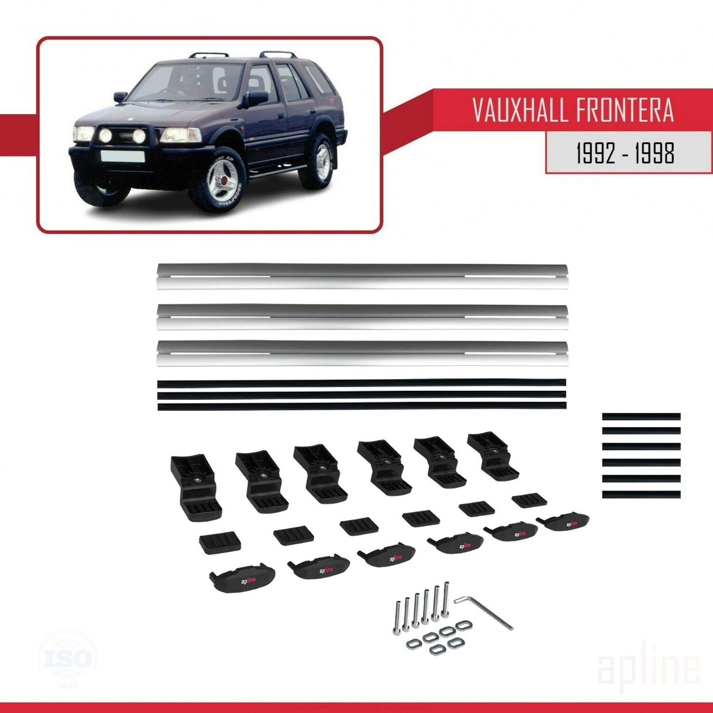 Compatible avec Vauxhall Frontera 1992-1998 BASIC Model Barres de Toit Railing Porte-Bagages de Voiture Gris Aluminium 3 Barres