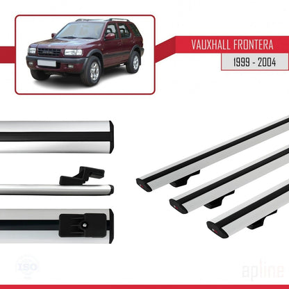 Compatible avec Vauxhall Frontera 2 1999-2004 BASIC Model Barres de Toit Railing Porte-Bagages de Voiture Gris Aluminium 3 Barres