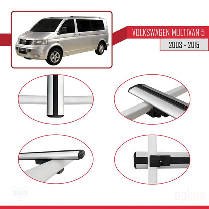 Compatible avec Volkswagen T5 Multivan 2003-2015 BASIC Model Barres de Toit Railing Porte-Bagages de Voiture Gris Aluminium 2 Barres